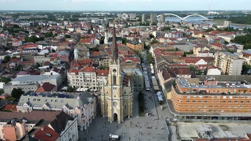 Panoramic Aerial View of the Catholic Church of the Name of Mary Novi Sad Serbia