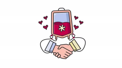 Animated Blood Donation Partnership Flat Design Illustration