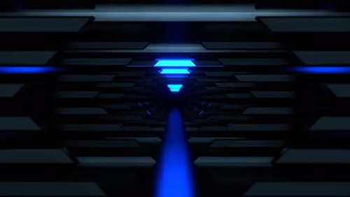 Blue Simple Sci Fi Corridor Background Vj Loop I 4K