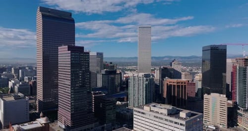 Downtown Denver Tilt Down Wide Aerial