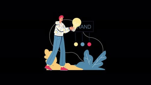Animated Character Developing Brand Idea with Lightbulb Animation