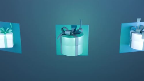 3D Animated Gift Box Icons in Modern Teal Style