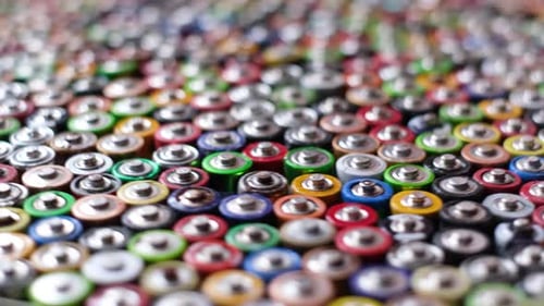 Macro View of Colorful Array of Batteries