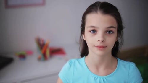 Young Girl Smiling Portrait Close-Up at Home