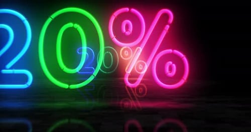 Neon 20 Percent Discount Sign Animation