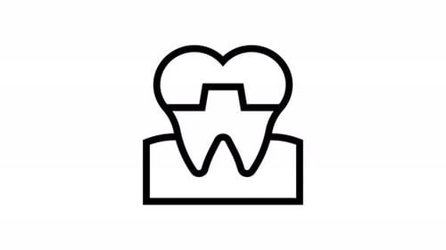 Line Art Dental Crown Placement Animation