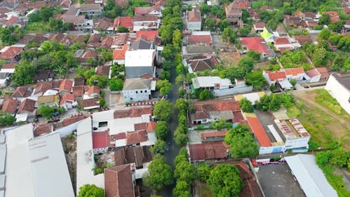 Aerial view from top of city house landscape