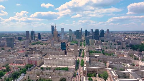Establishing Aerial Panoramic View of Warsaw City Centre