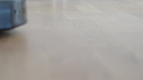 Robot Vacuum Cleaning a Hardwood Floor