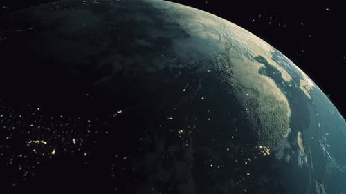 Planet Earth Rotating from Day to Night in Space