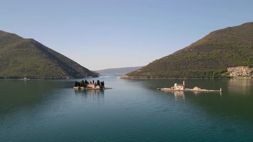 Our Lady of the Rocks and Gospa od Skrpjela islets, paradisiac and peaceful Bay of Kotor, Montenegro