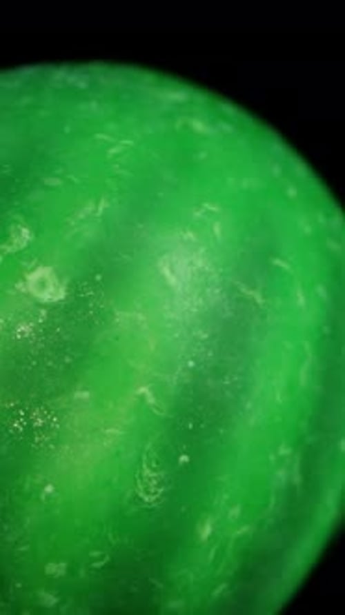Vertical video. Gummy candy in the shape of a green watermelon. Simulated falling downward