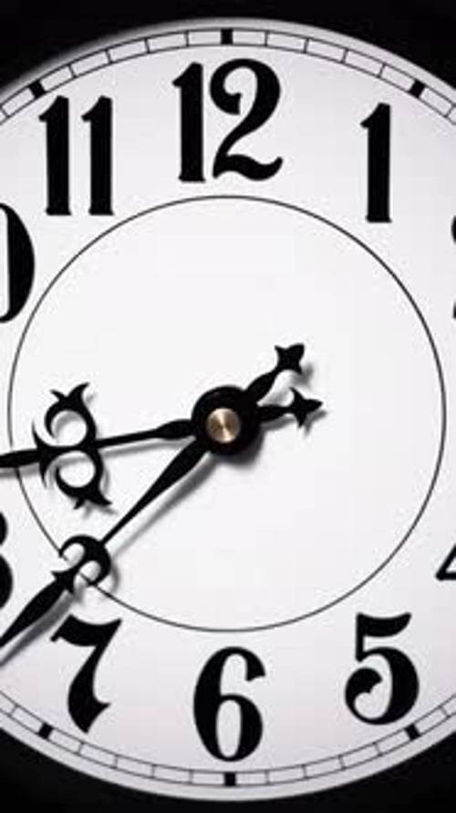 Vertical Analog Clock Hands Spinning Full Day Cycle