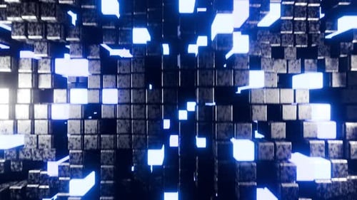 Grau mit blauer Wellenwürfelwand, VJ Loop, Hintergrundanimation