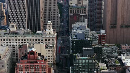 Aerial View of New York City's Bustling Lower Manhattan Highlighting the Iconic Broadway