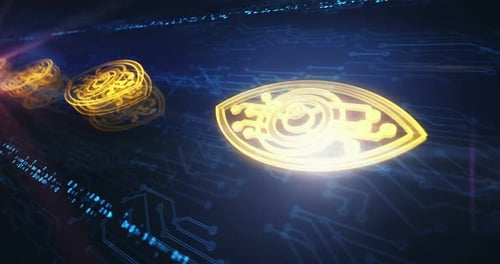 Cyber eye espionage big brother and hacking symbol cyber loop concept