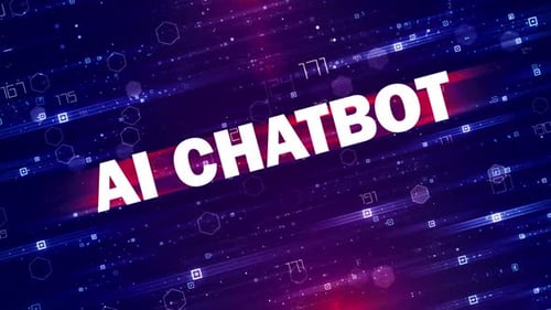 AI Chatbot Text Reveal on Futuristic Digital Background
