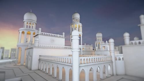 White Mosque With Sky Landscape And Cloud