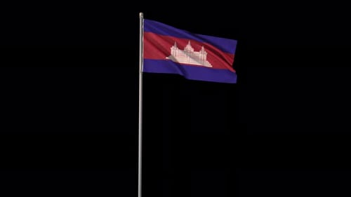 Cambodia Flag Waving with Alpha Channel