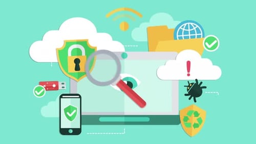 Flat Design Animation for Cybersecurity and Data Protection