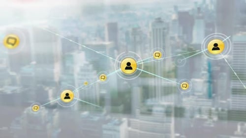 Expanding Digital Network with Person and Chat Icons