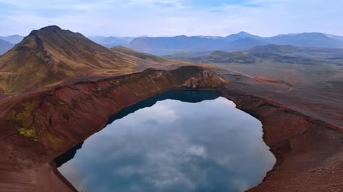 Approaching a lake in the crater of volcano.