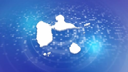 Guadeloupe Map Outline Reveal on Blue Digital Grid