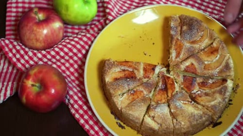 Removing Tasty Slice of Apple Pie Dessert