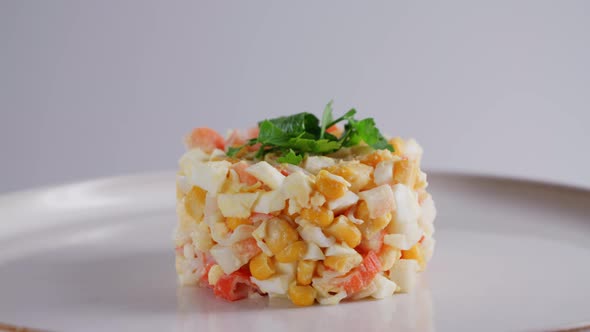 Corn and Crab Salad Stack with Garnish, Food Stock Footage ft. salad ...