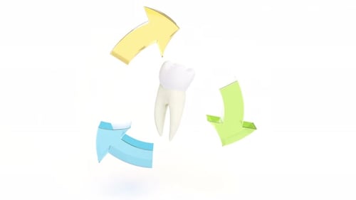 Color Glass Arrows Rotate Around Tooth