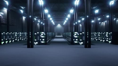 Servidores de dados de supercomputadores na sala de TI