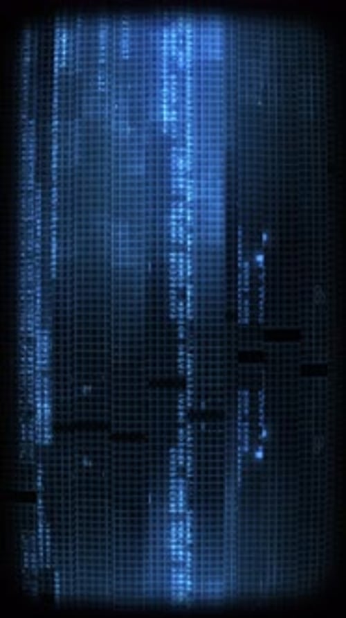 Vertical Blue Digital Data Glitch Effect Screen Overlay
