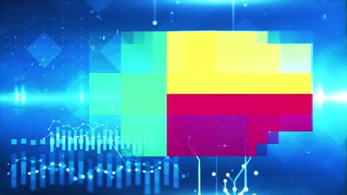 Benin Flag On Economy Background And Graph