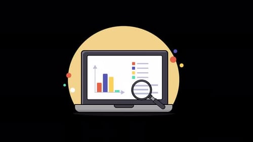 Computer Data Analysis and Search Concept Animation Video - Transparent