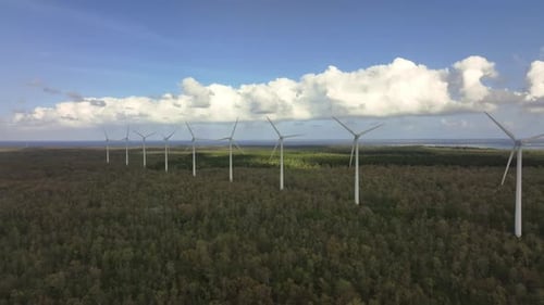 Wind Turbines Generate Energy On The Island