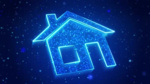 House Digital Technology Virtueller Bildschirm HUD Hologramm Hi Tech Concept