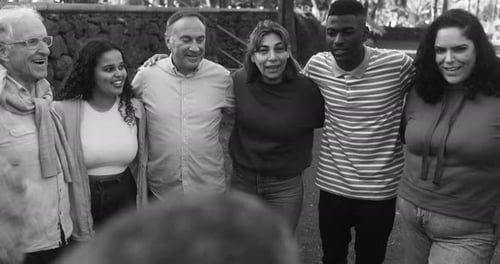Group of Multigenerational People Standing in a Circle - Multiracial Friends With