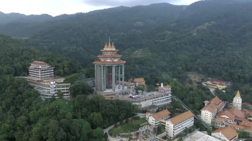Drone Aerial Footage of the Magnificent Chinese Temple in Penang - Kek Lok Si (Ji Le Shi) Temple