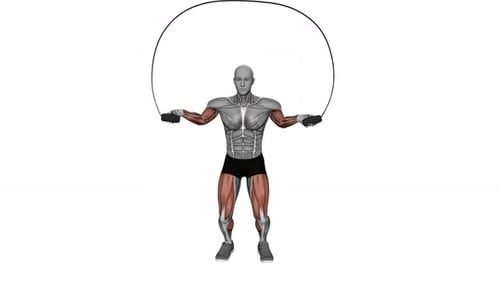 Jump Rope Double Bounce fitness exercise workout animation video male muscle highlight 4K 60 fps