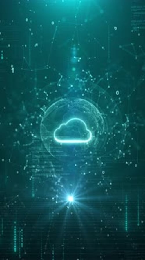Futuristic Cloud Computing Network Data Animation Background