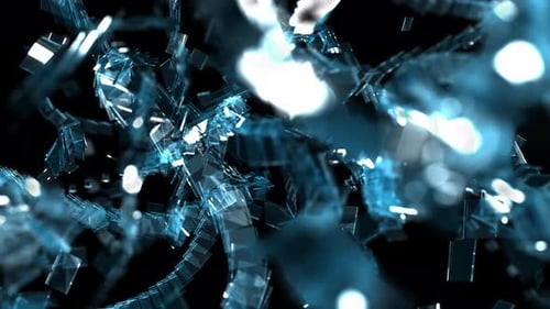 Abstract Blue Geometric Glowing Particles Background