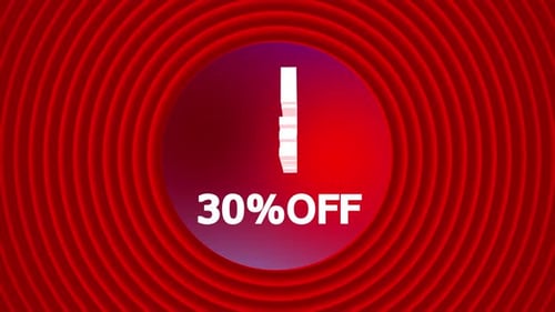 Geometric Flash Sale 30% Off Title Animation with Red Circles