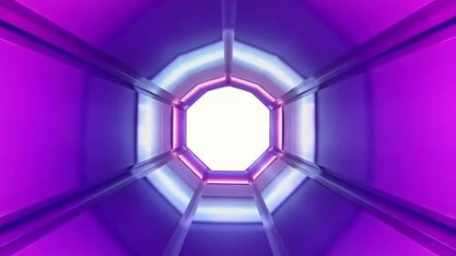 Abstrakter futuristischer achteckiger Neontunnel-Hintergrund