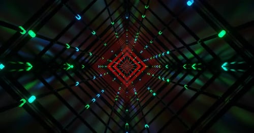Glowing Neon Geometric Tunnel Loop Background Animation