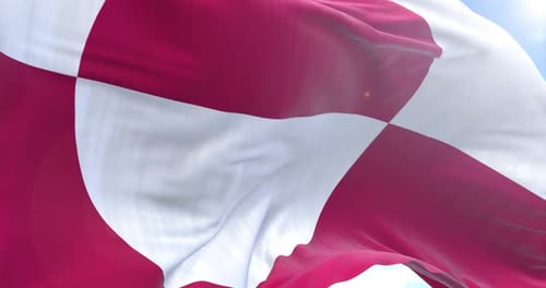 Realistic Greenland Flag Waving with Blue Sky Background