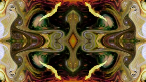 Abstract Fluid Kaleidoscope Vibrant Ink Swirls Background