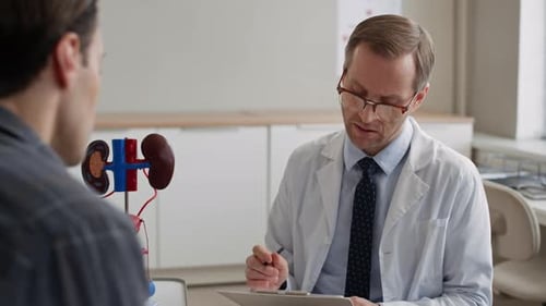 Urologist Explaining Kidney Anatomy to Patient