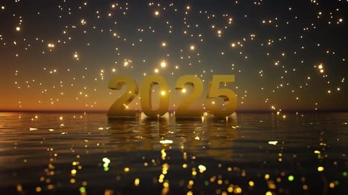 Golden 2025 New Year Celebration Title Animation