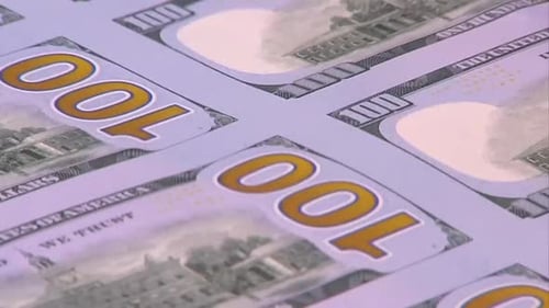 100 DOLLAR BILLS BEING PRINTED AT THE PRESS