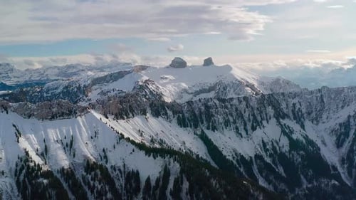 Breathtaking And Aerial View Of Winter In Switzerland And Natural Beauty